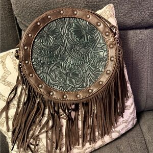 Shyanne Country Western Boho Fringe Round Crossbody Bag
